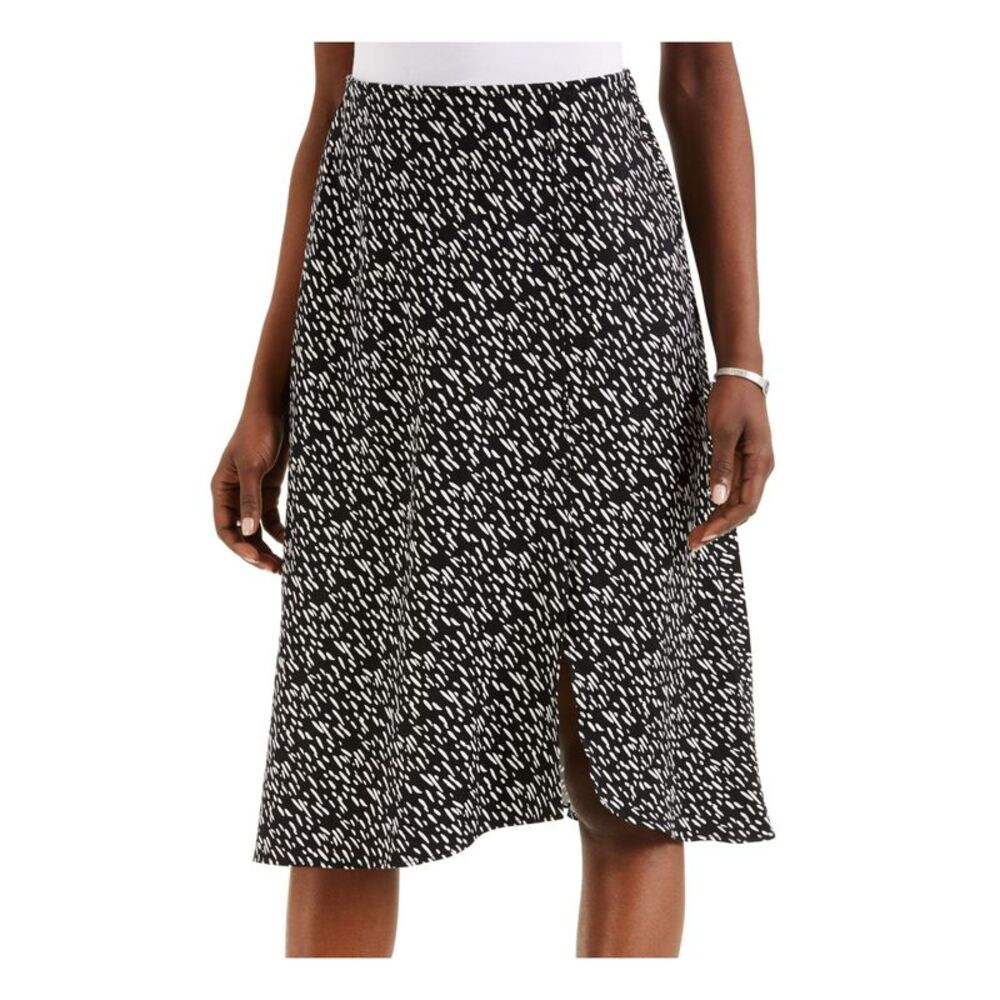 ALFANI Womens Black Elastic Waist Below The Knee Wear To Work Pencil Skirt 8